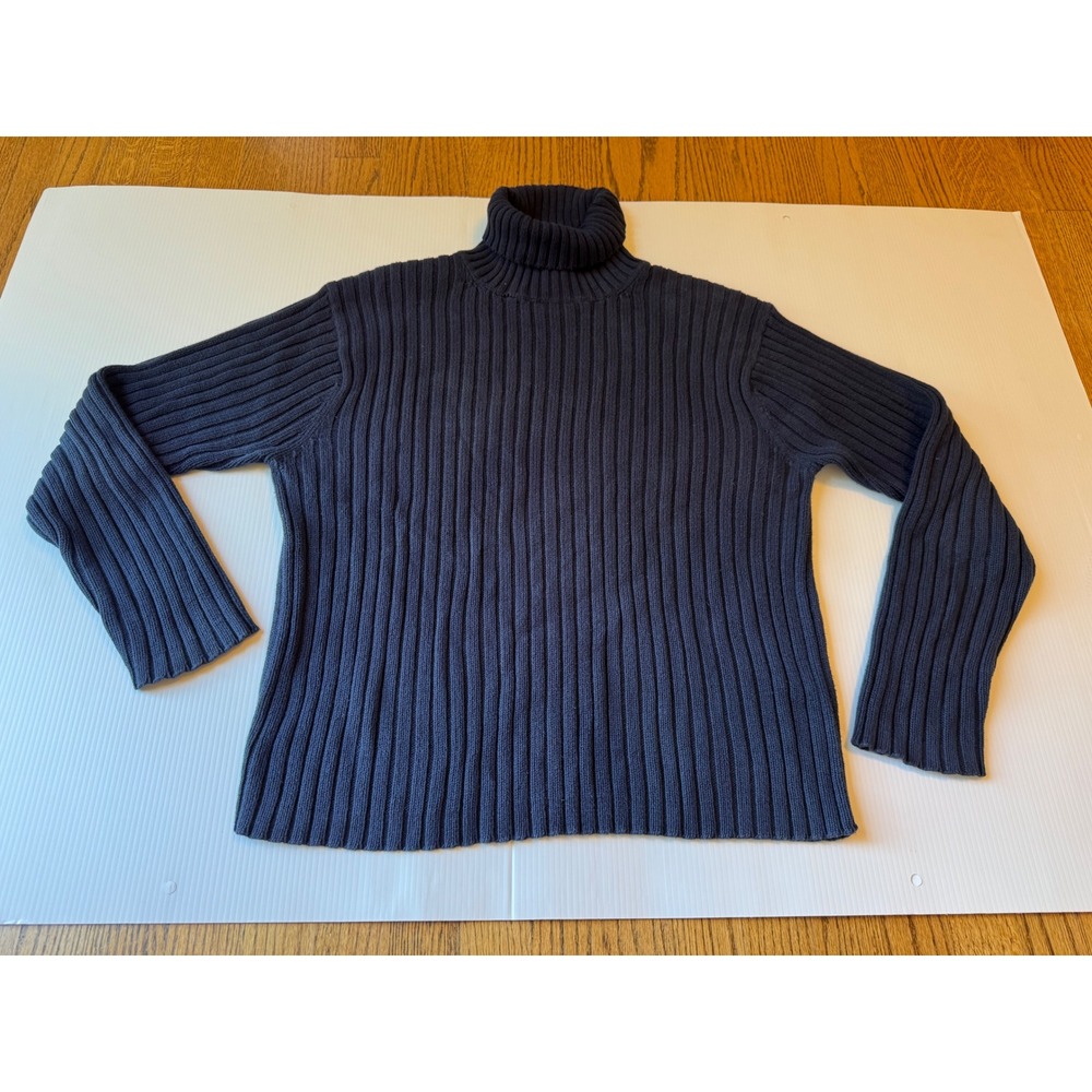 Old Navy Mens Large Navy Blue Ribbed 100% Cotton Turtleneck Sweater